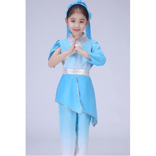 Hanfu Children chinese folk dance costumes confucius school  stage performance student cosplay uniforms robes dresses